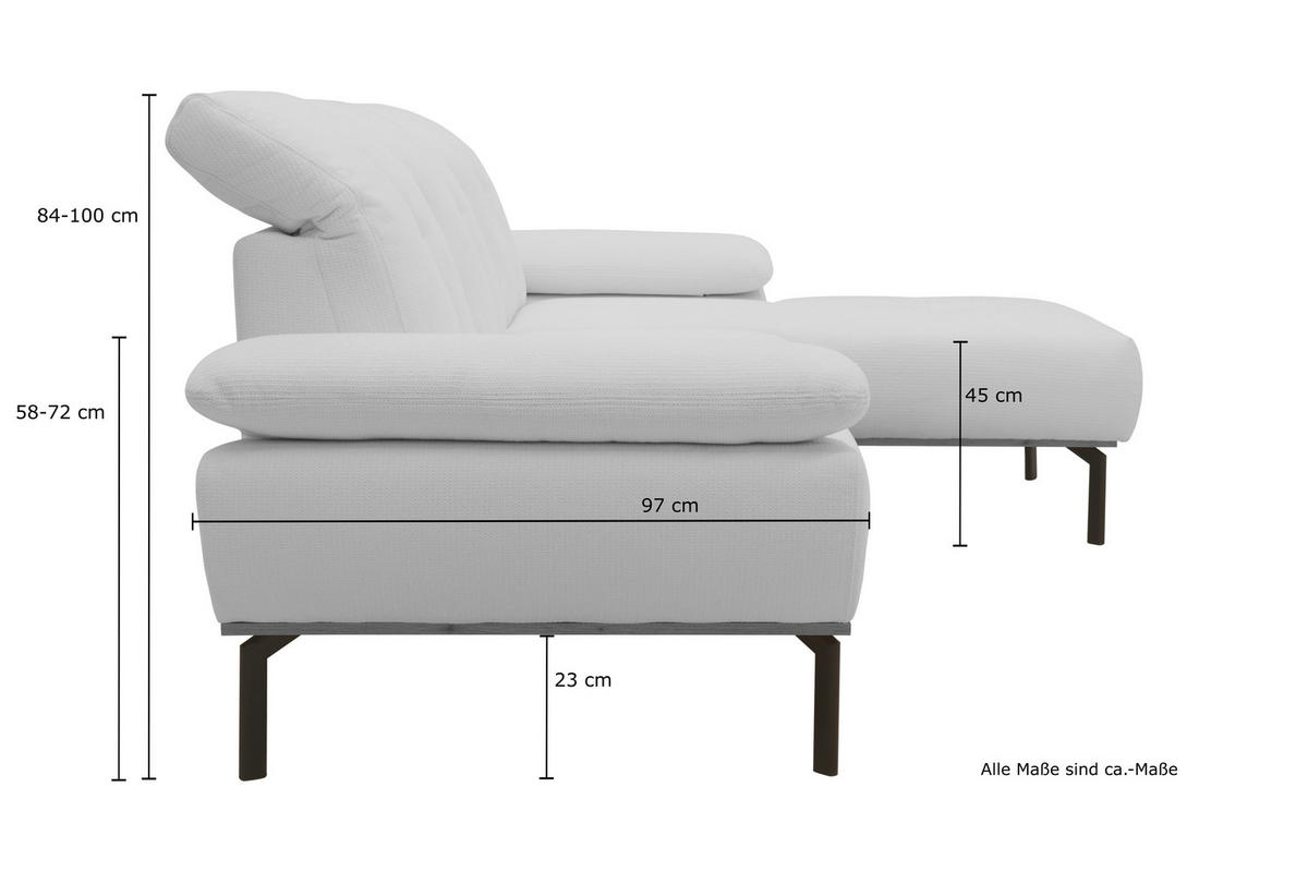 ECKSOFA in Mikrofaser Grau  242/170 cm  - Wildeiche/Schwarz, Design, Holz/Textil (242/170cm) - MID.YOU