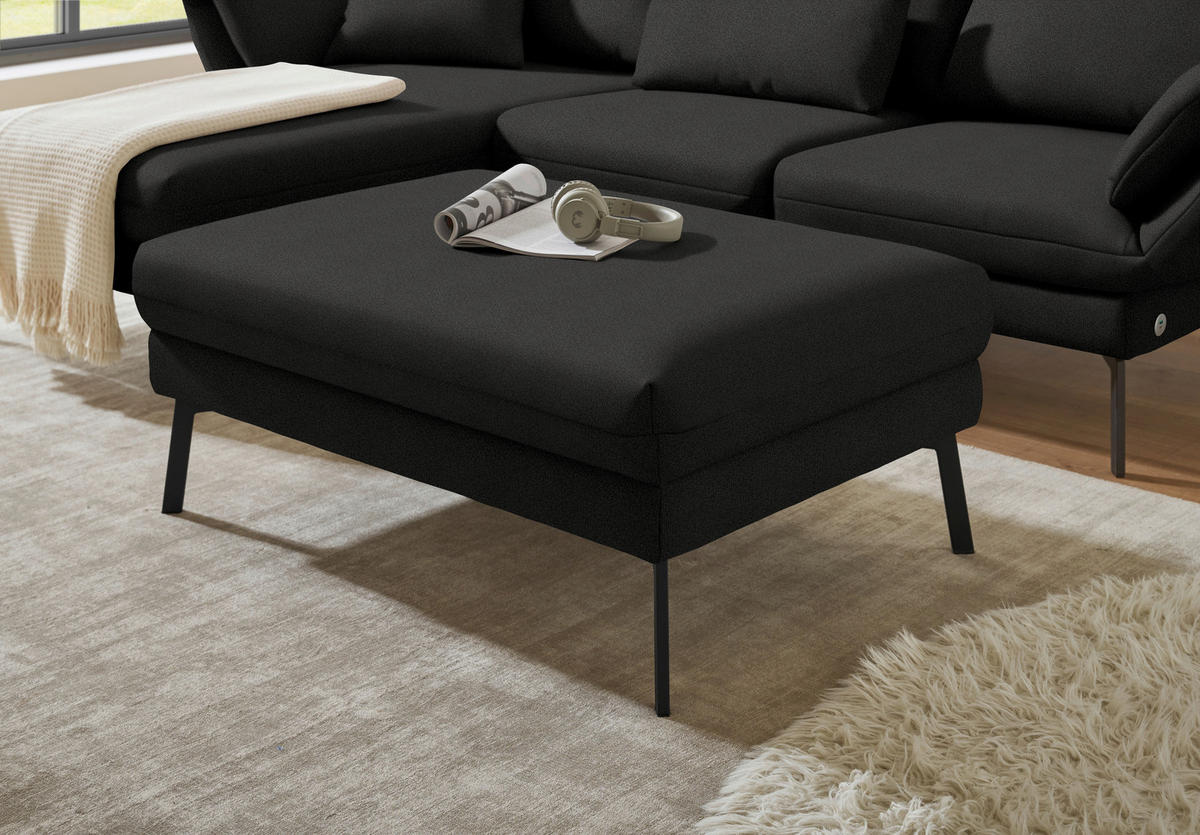 ECKSOFA  in Flachgewebe Anthrazit  175-224/255-365 cm  - Anthrazit/Schwarz, Design, Textil/Metall (175-224/255-365cm) - Dieter Knoll