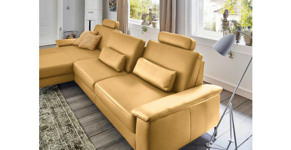 ECKSOFA in Echtleder Gelb 176/334 cm - Gelb/Schwarz, Design, Leder/Metall (176/334cm) - Dieter Knoll