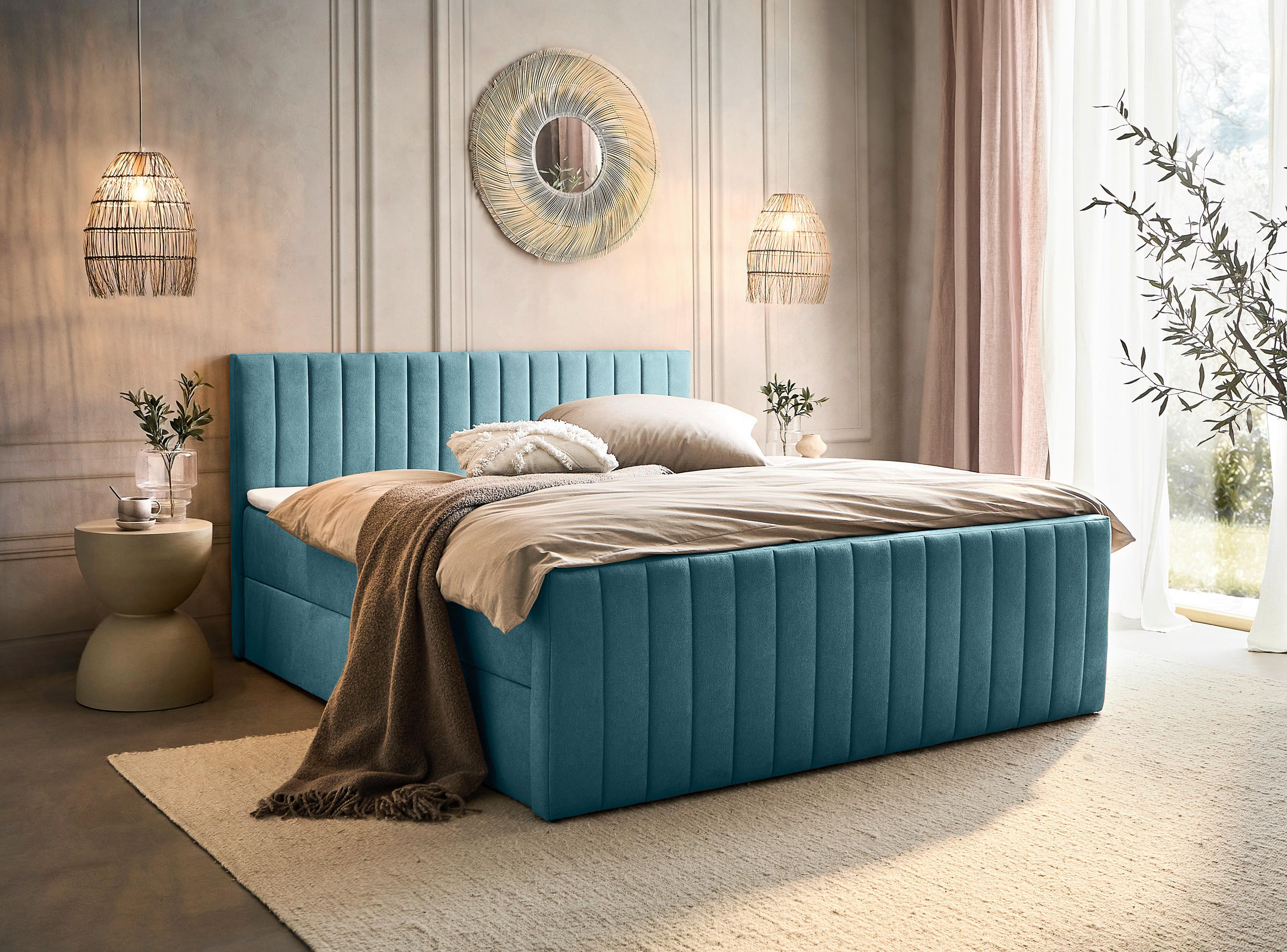 Boxxx AMERICKÁ POSTEL, 180/200 cm, světle modrá