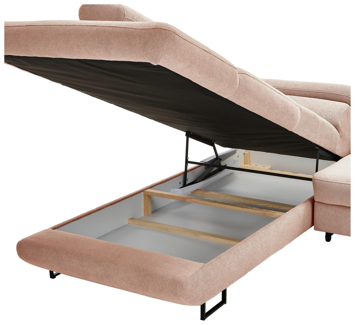 ECKSOFA in Webstoff Altrosa  - Schwarz/Altrosa, Design, Textil/Metall (235/280cm) - Hom`in
