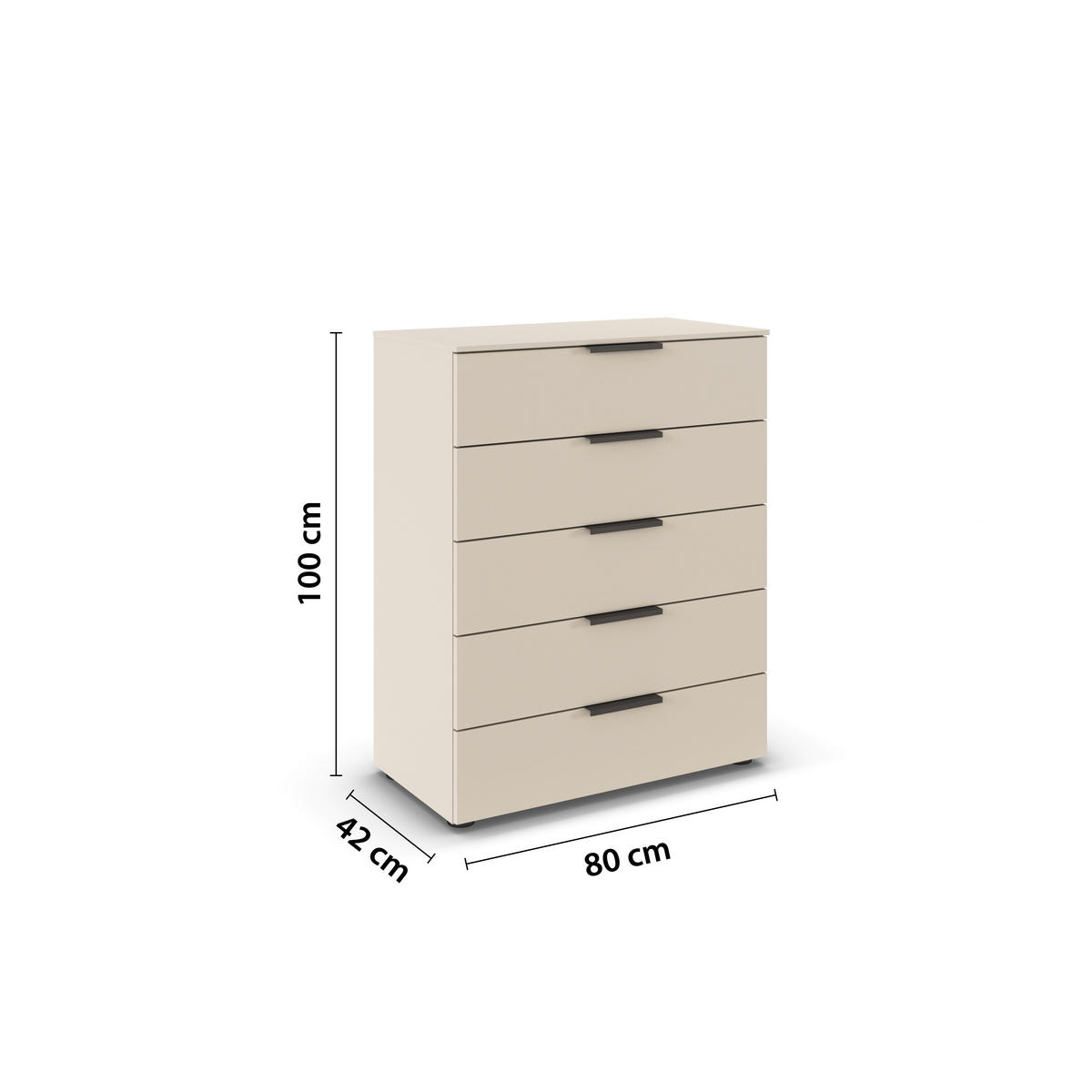 KOMMODE 80/100/42 cm  in Champagner  - Champagner/Graphitfarben, Modern, Holzwerkstoff/Kunststoff (80/100/42cm) - Rauch Möbel