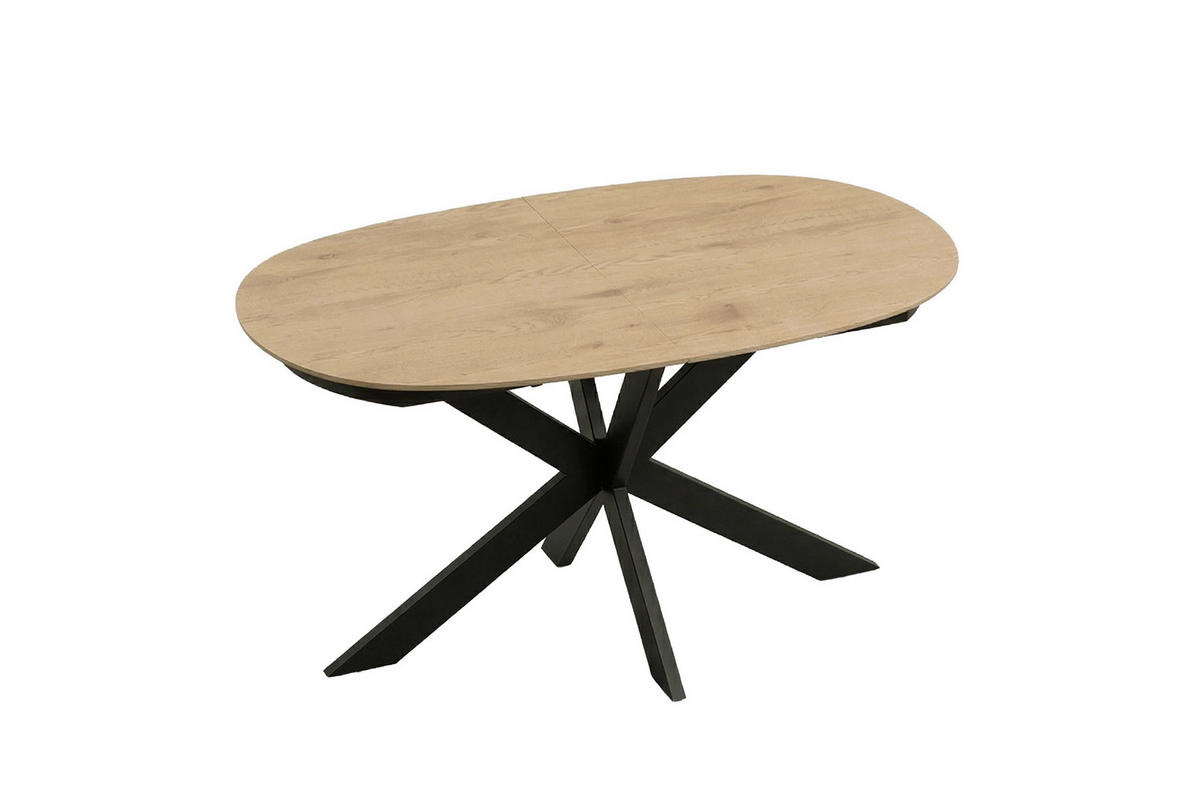 ESSTISCH 140/90/75 cm Nachbildung  Metall, Holzwerkstoff ausziehbar oval Eichefarben  - Eichefarben, MODERN, Holzwerkstoff/Metall (140/90/75cm) - MID.YOU