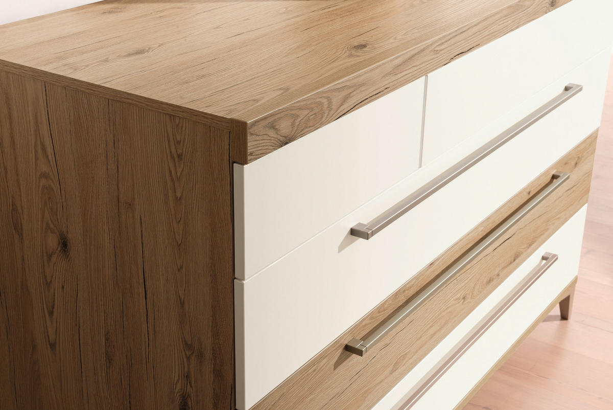 KOMMODE Remo  in  - Edelstahlfarben/Eichefarben, Basics, Holzwerkstoff/Metall (141,2/94,3/55,9cm) - Paidi