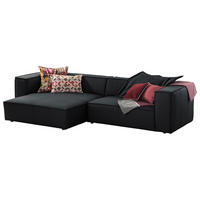 ECKSOFA around the block Schwarz Echtleder  - Schwarz, MODERN, Leder/Kunststoff (164/300cm) - Chilliano