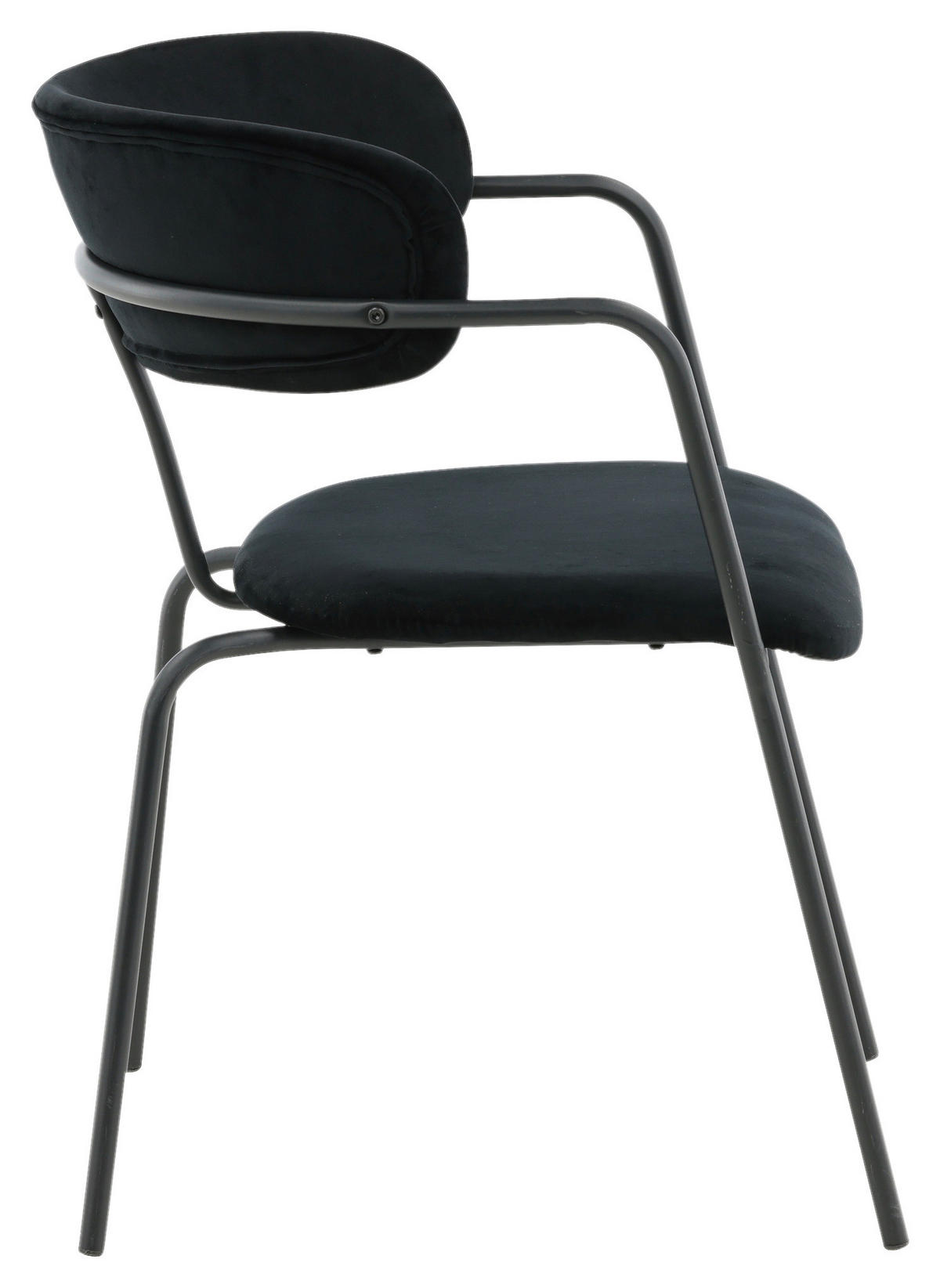 STUHL-SET 2 Stück  in Stahl Samt  - Schwarz, Design, Textil/Metall (58/79/61cm) - Livetastic