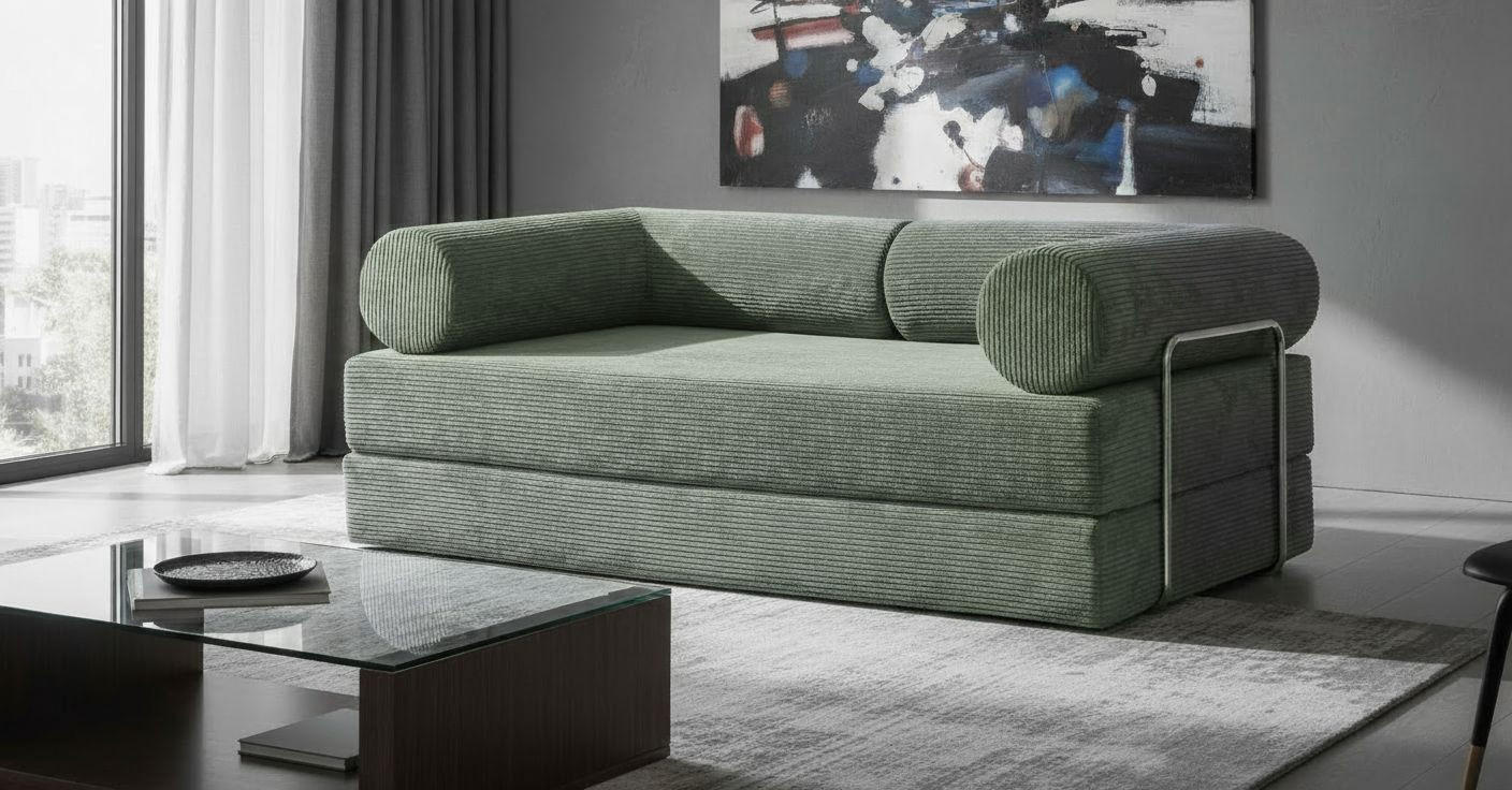 SCHLAFSOFA in Cord Grün  - Grün, Design, Textil (180/70/100cm) - P & B