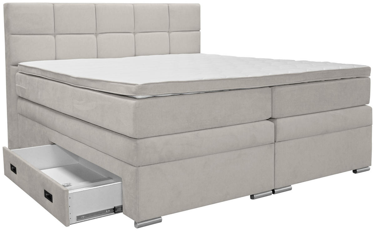 BOXSPRINGBETT 180/200 cm  in Grau  - Alufarben/Grau, KONVENTIONELL, Kunststoff/Textil (180/200cm) - Carryhome