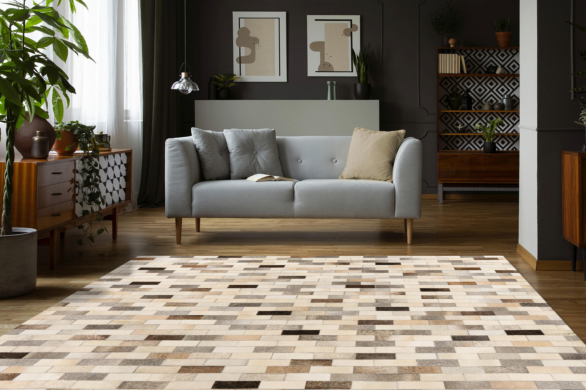 FLACHWEBETEPPICH 160/230 cm Lavin 825 Grau Grau  - Grau, KONVENTIONELL, Leder/Textil (160/230cm)