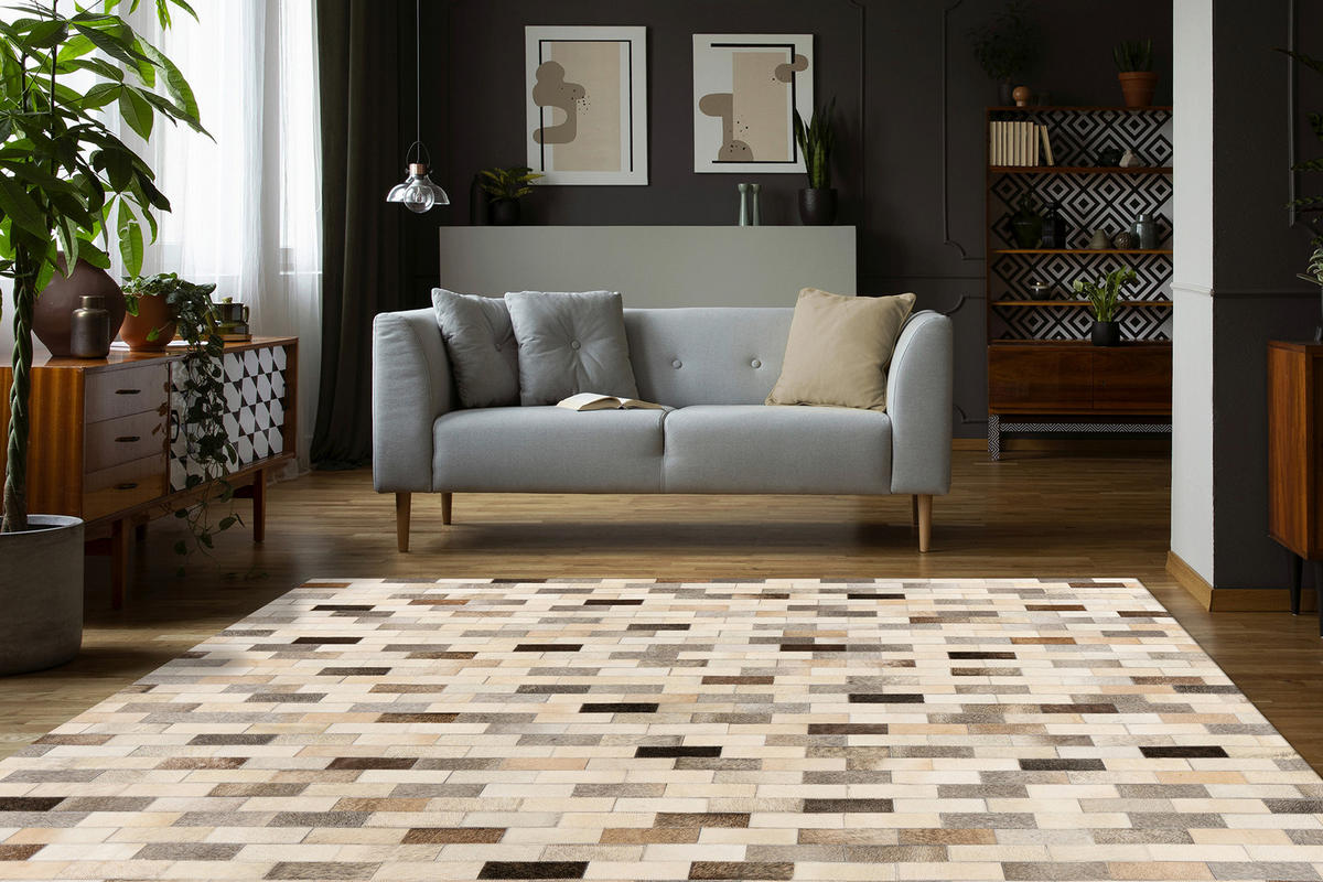FLACHWEBETEPPICH 120/170 cm Lavin 825 Grau Grau  - Grau, KONVENTIONELL, Leder/Textil (120/170cm)