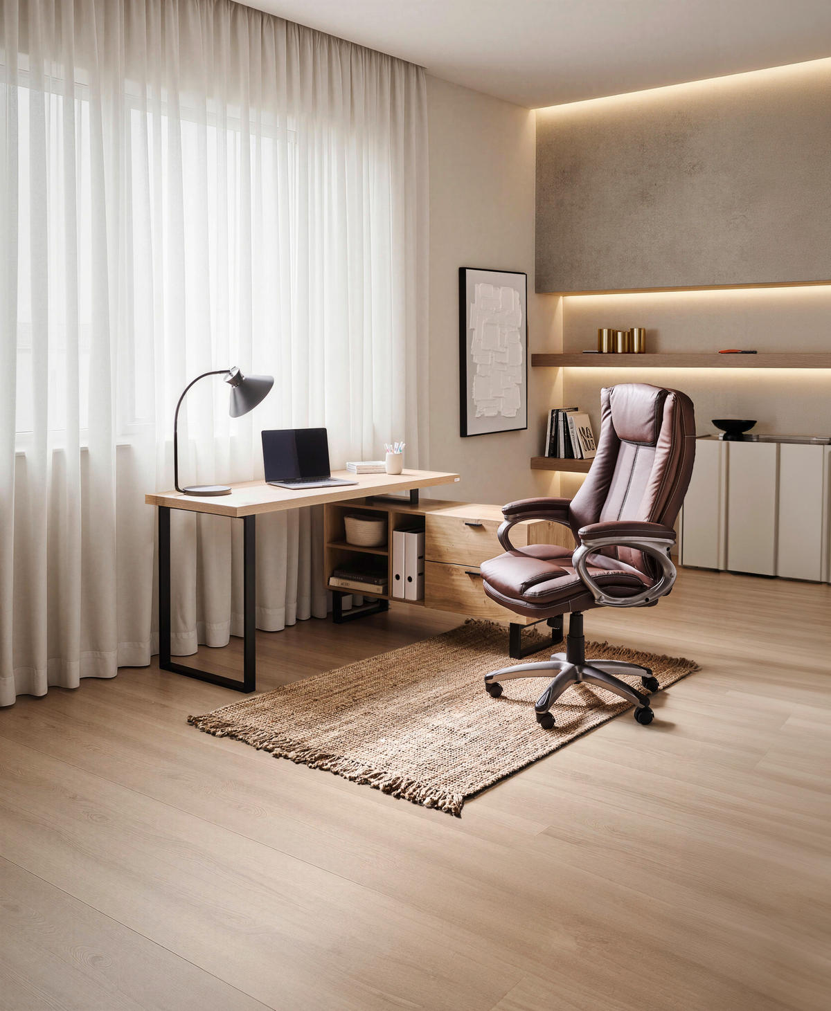 ROHOVÝ PSACÍ STŮL, černá, barvy dubu, 150/120/75 cm - černá/barvy dubu, Konvenční, kov/kompozitní dřevo (150/120/75cm) - Carryhome