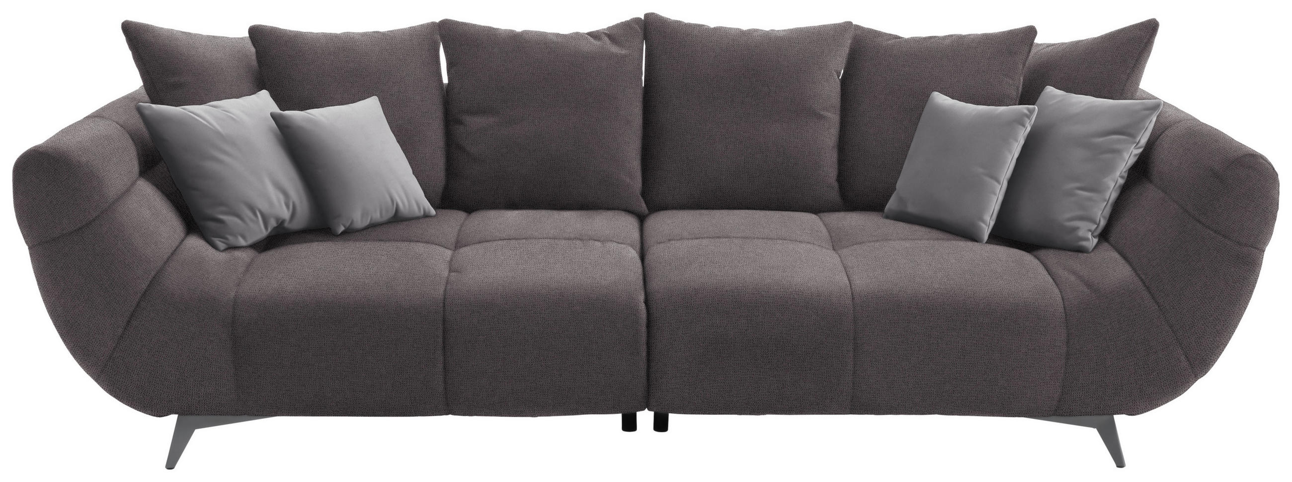BIGSOFA Webstoff Dunkelgrau  - Edelstahlfarben/Dunkelgrau, LIFESTYLE, Textil/Metall (300/79/133cm) - Hom`in