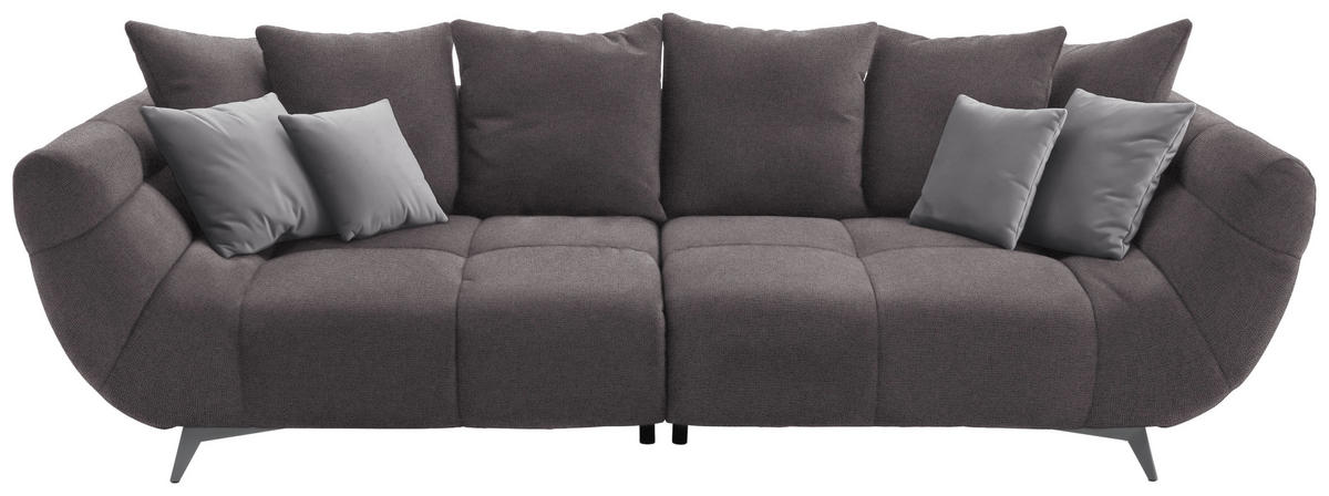 BIGSOFA Webstoff Dunkelgrau  - Edelstahlfarben/Dunkelgrau, LIFESTYLE, Textil/Metall (300/79/133cm) - Hom`in
