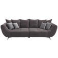 BIGSOFA in Webstoff Dunkelgrau  - Edelstahlfarben/Dunkelgrau, LIFESTYLE, Textil/Metall (300/79/133cm) - Hom`in