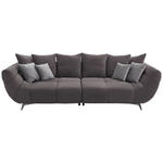 BIGSOFA in Webstoff Dunkelgrau  - Edelstahlfarben/Dunkelgrau, LIFESTYLE, Textil/Metall (300/79/133cm) - Hom`in