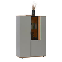 HIGHBOARD 92,9/136,6/42 cm Eichefarben, Hellgrau  92,9/136,6/42 cm  - Eichefarben/Hellgrau, MODERN, Glas/Holz (92,9/136,6/42cm) - Dieter Knoll