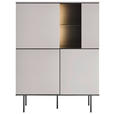 HIGHBOARD  in 91/141/41 cm  - Kaschmir/Schwarz, Design, Glas/Holzwerkstoff (91/141/41cm) - Voleo