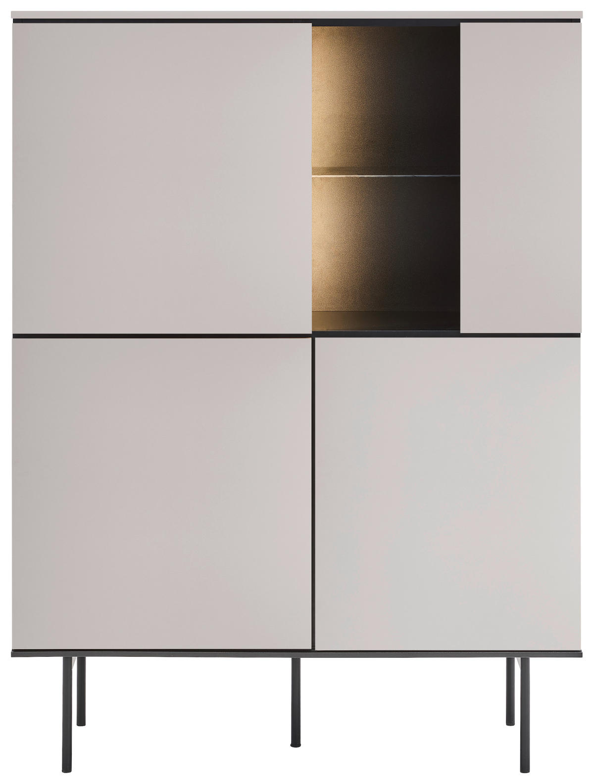 HIGHBOARD  in 91/141/41 cm  - Kaschmir/Schwarz, Design, Glas/Holzwerkstoff (91/141/41cm) - Voleo