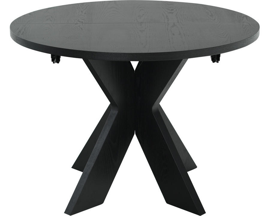 MATBORD svart rund  utdragbar, finns i olika storlekar, finns i olika trädekorer  - svart, Design, trä (105-195/105/75cm) - Best Price