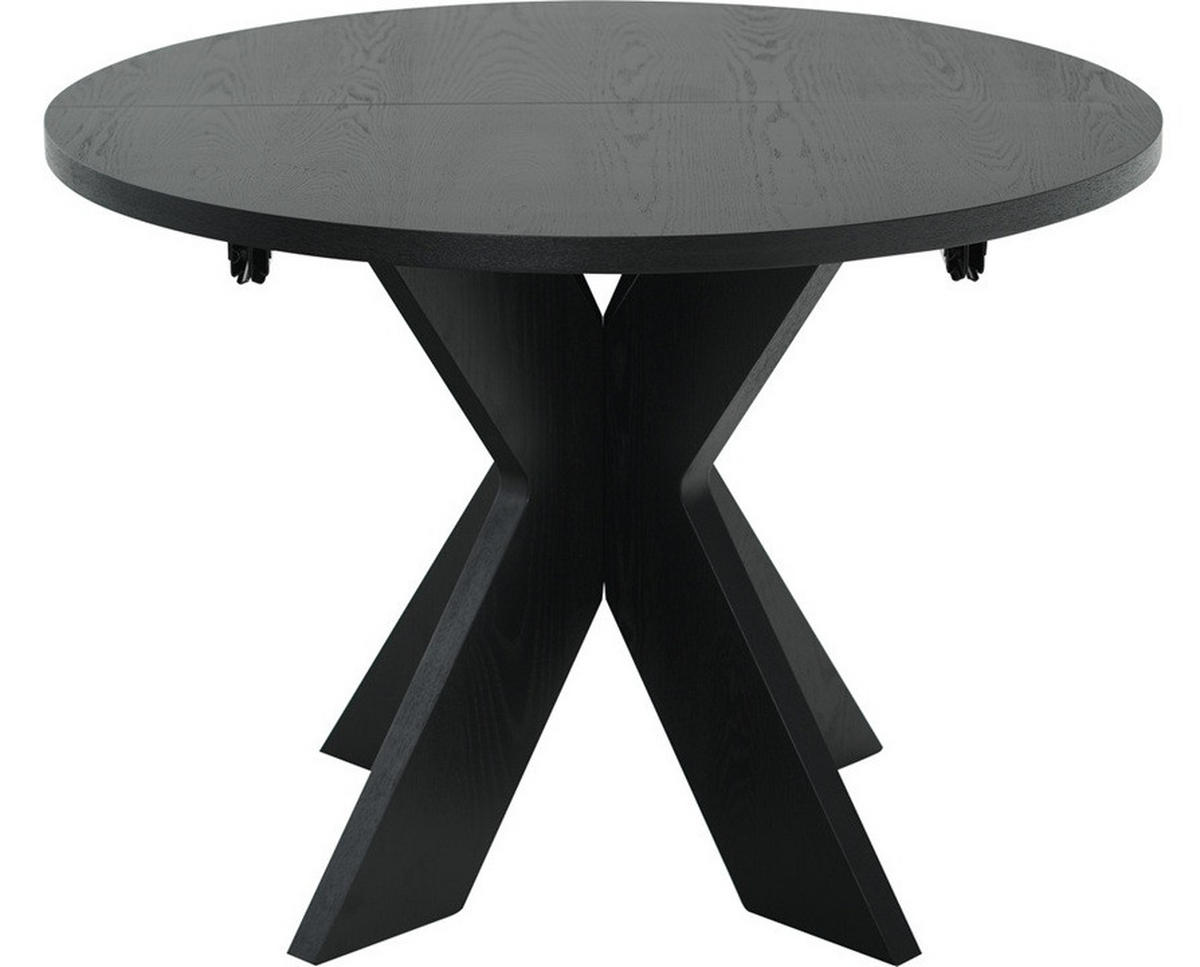 MATBORD svart rund  utdragbar, finns i olika storlekar, finns i olika trädekorer  - svart, Design, trä (105-195/105/75cm) - Best Price