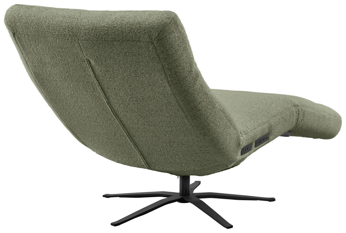 RELAXLIEGE inkl. Akku Flachgewebe Olivgrün  - Schwarz/Olivgrün, MODERN, Textil/Metall (82/53-115/156-206cm) - Pure Home Comfort