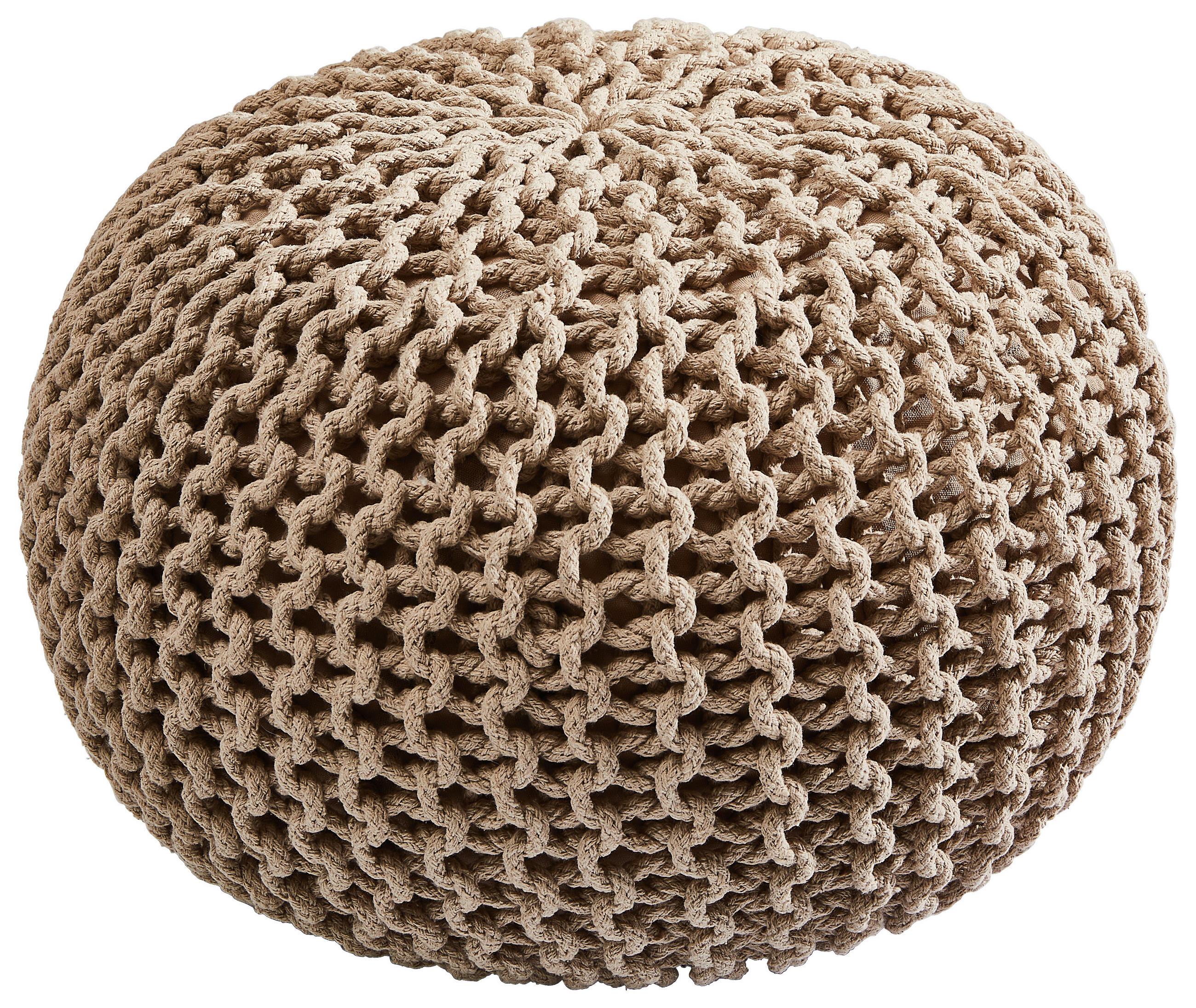 POUF Textilgeflecht Uni Grau 55/55/35 cm  - Beige/Grau, Trend, Textil (55/55/35cm) - Linea Natura