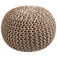 POUF Textilgeflecht Uni Grau 55/55/35 cm  - Beige/Grau, Trend, Textil (55/55/35cm) - Linea Natura
