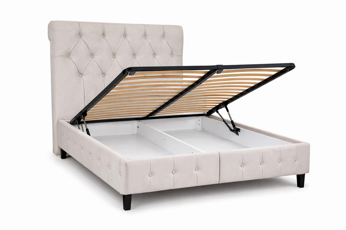 Pat Tapițat 160x200 Cm, 160/200 cm, gri - negru/gri, Basics, metal/lemn (160/200cm) - Hom`in