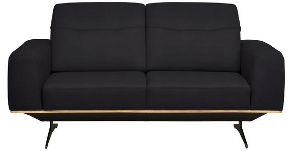 2-SITZER-SOFA  in Echtleder Dunkelbraun   - Dunkelbraun/Schwarz, Design, Leder/Holz (174/76-97/102cm) - Novel