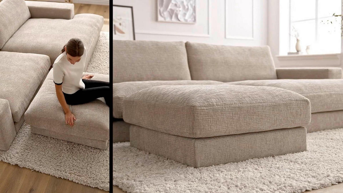 ECKSOFA  LEONARD Gelb Cord  - Gelb/Schwarz, MODERN, Kunststoff/Textil (274/159cm)