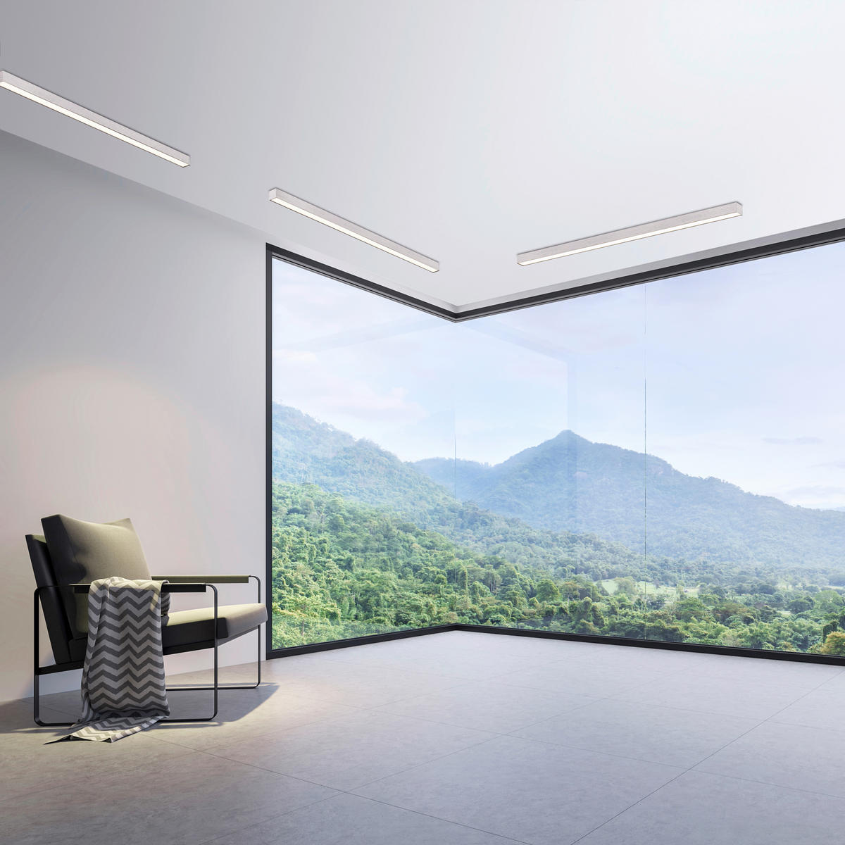 LED-DECKENLEUCHTE Pure Lines 110/3,8/3,9 cm   - Alufarben, Design, Kunststoff/Metall (110/3,8/3,9cm) - Neuhaus PURE