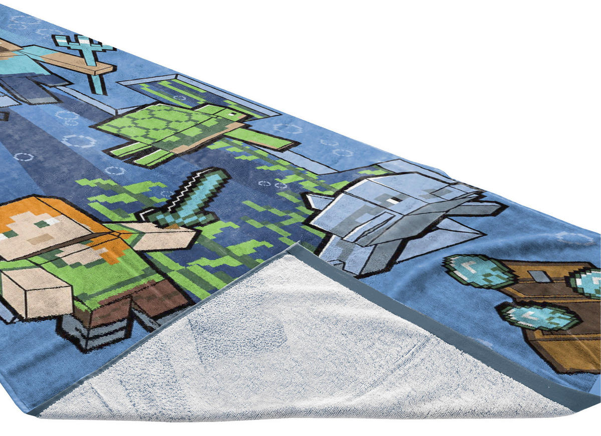 STRANDTUCH Minecraft Underwater Blau 150/70 cm  - Blau, Basics, Textil (150/70cm)