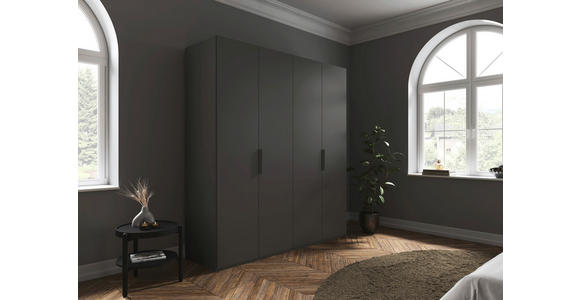 DREHTÜRENSCHRANK 201/223/61 cm,  in Graphitfarben, 4-türig  - Graphitfarben, Basics, Holzwerkstoff/Metall (201/223/61cm) - Novel