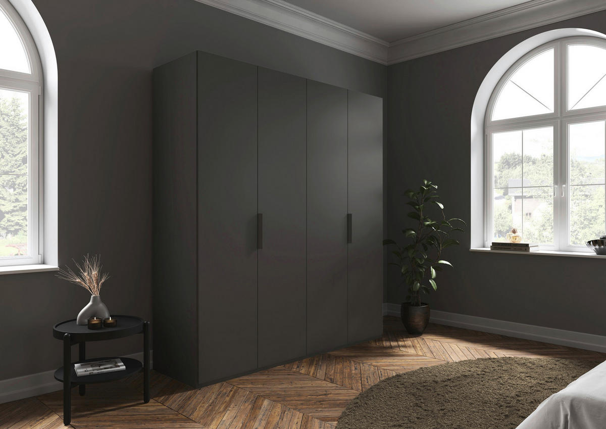 DREHTÜRENSCHRANK 201/223/61 cm,  in Graphitfarben, 4-türig  - Graphitfarben, Basics, Holzwerkstoff/Metall (201/223/61cm) - Novel