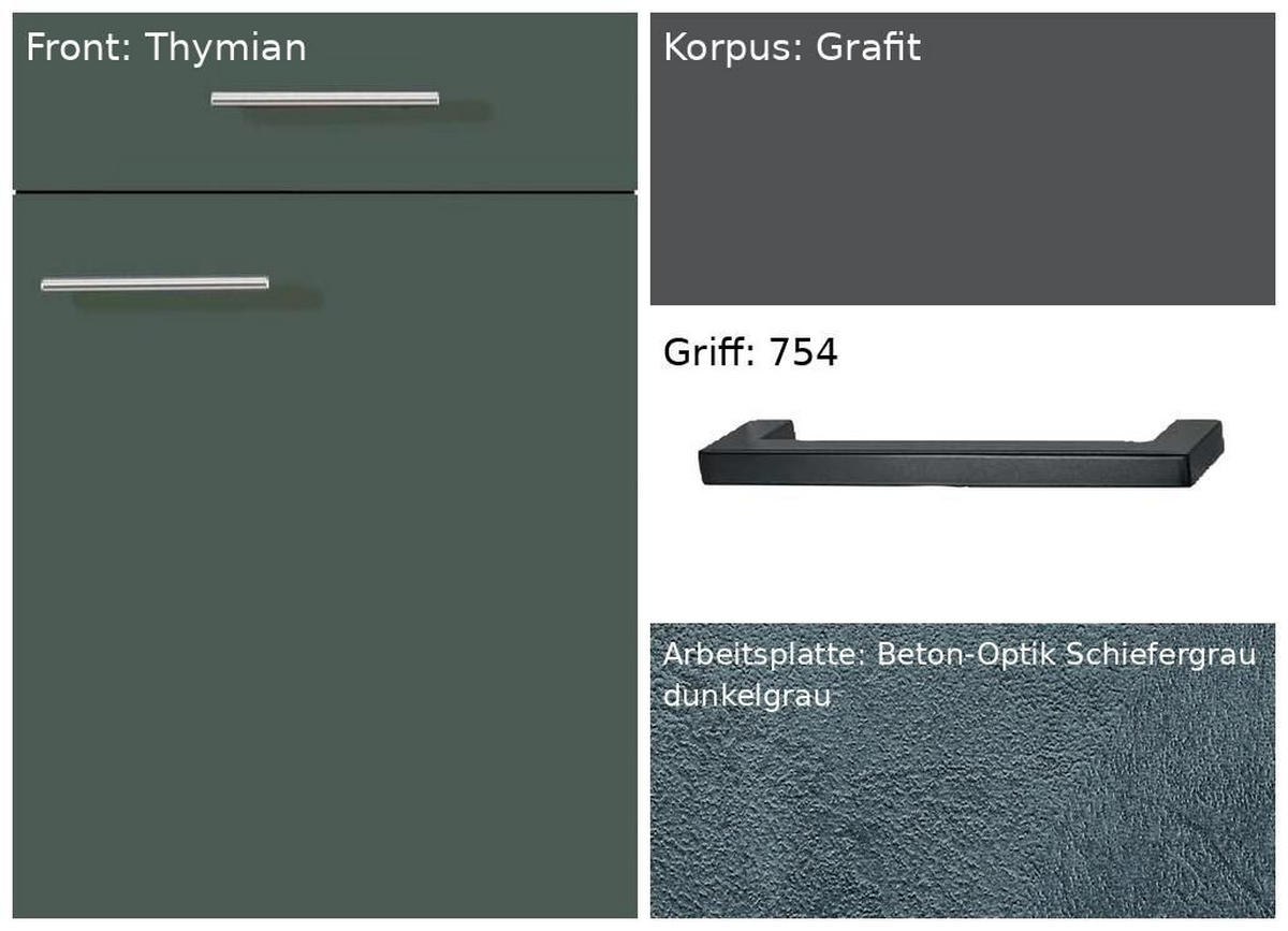 KÜCHENLEERBLOCK 245 cm   Graphitfarben, Dunkelgrün  - Schieferfarben/Dunkelgrün, Basics, Holzwerkstoff/Metall (245cm) - Impuls