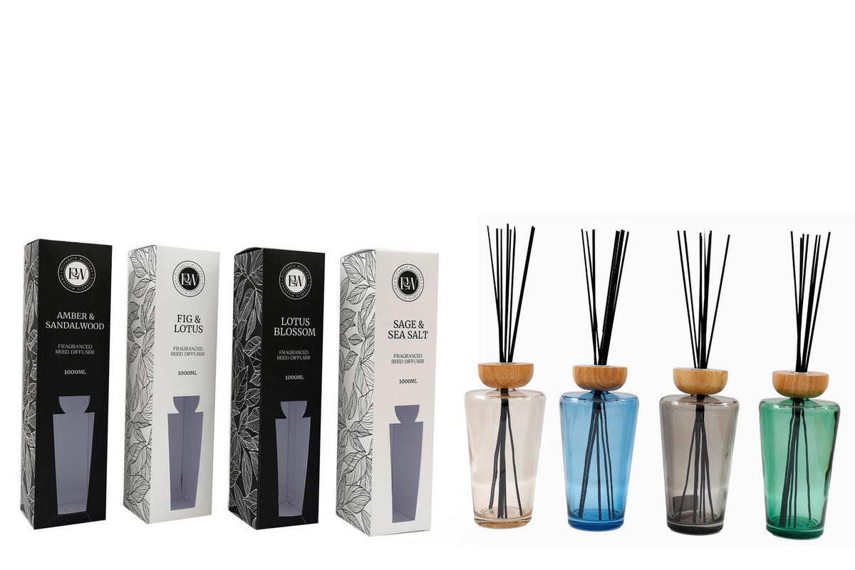 AROMAPÁLCÁK   - többszínű, Basics, Üveg/fa (12/46/12cm)