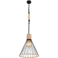 HÄNGELEUCHTE 35/140 cm    - Schwarz/Braun, Natur, Naturmaterialien/Metall (35/140cm) - Globo