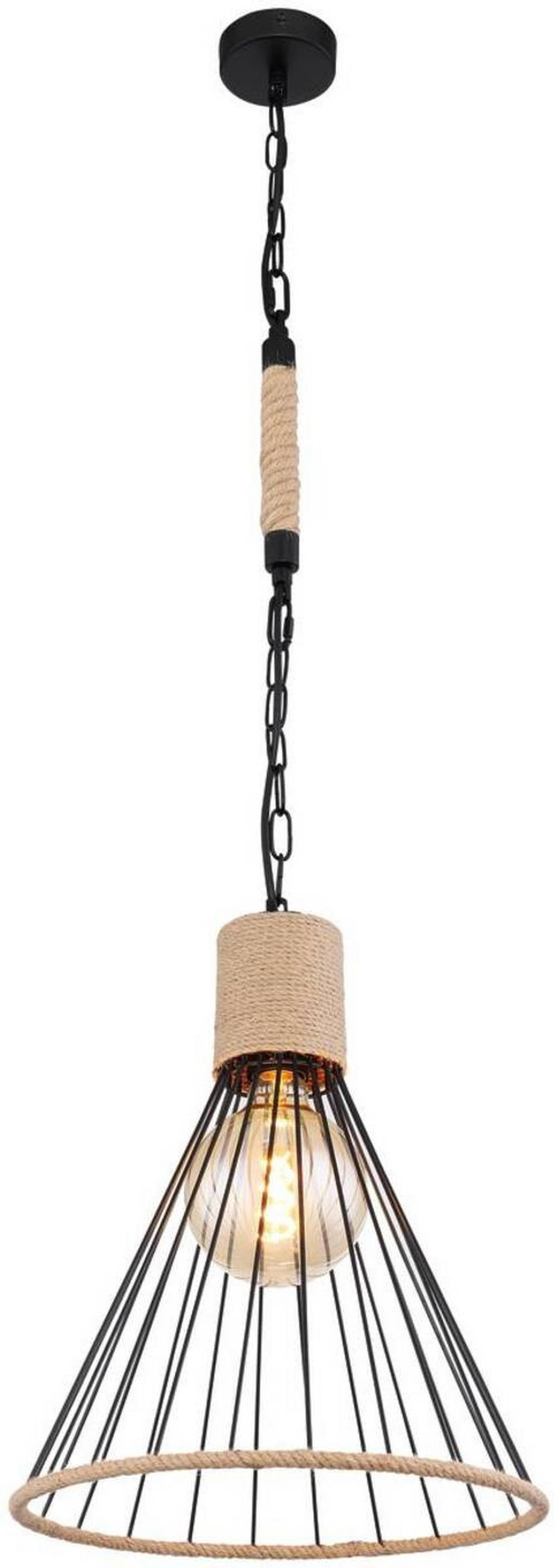 HÄNGELEUCHTE 35/140 cm    - Schwarz/Braun, Natur, Naturmaterialien/Metall (35/140cm) - Globo
