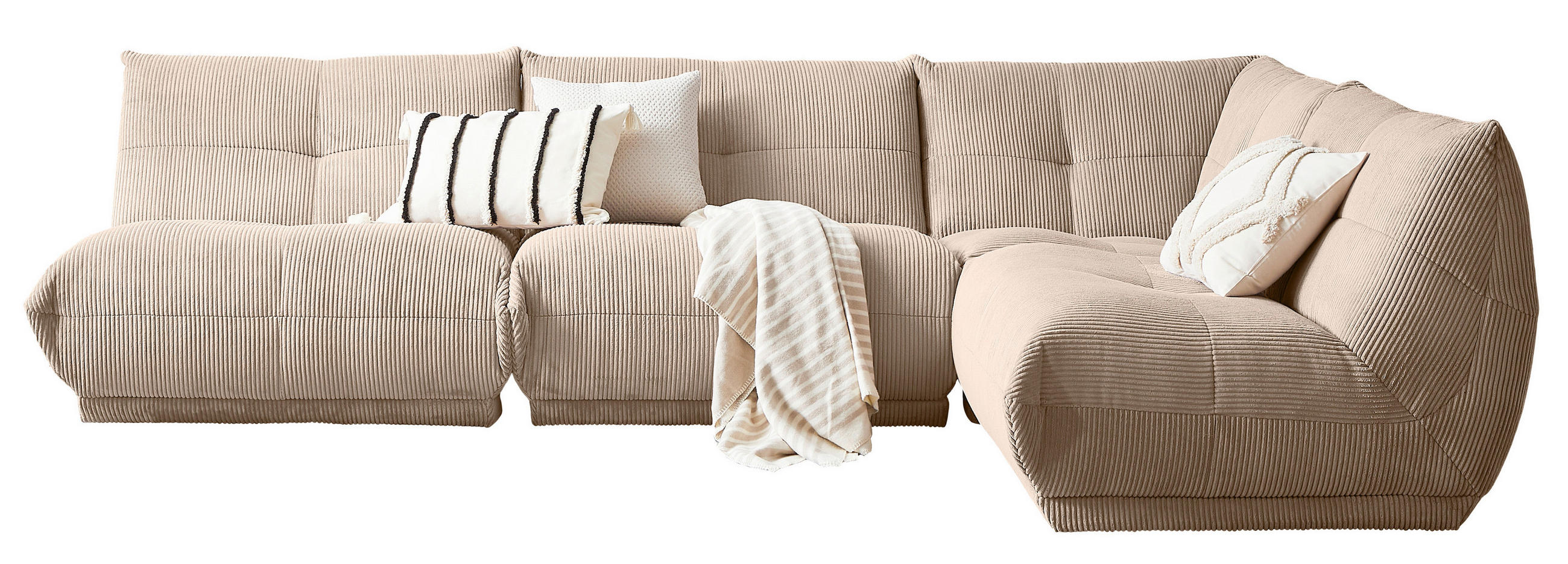 ECKSOFA in Cord Taupe - Taupe, Trend, Textil (315/210cm) - Livetastic