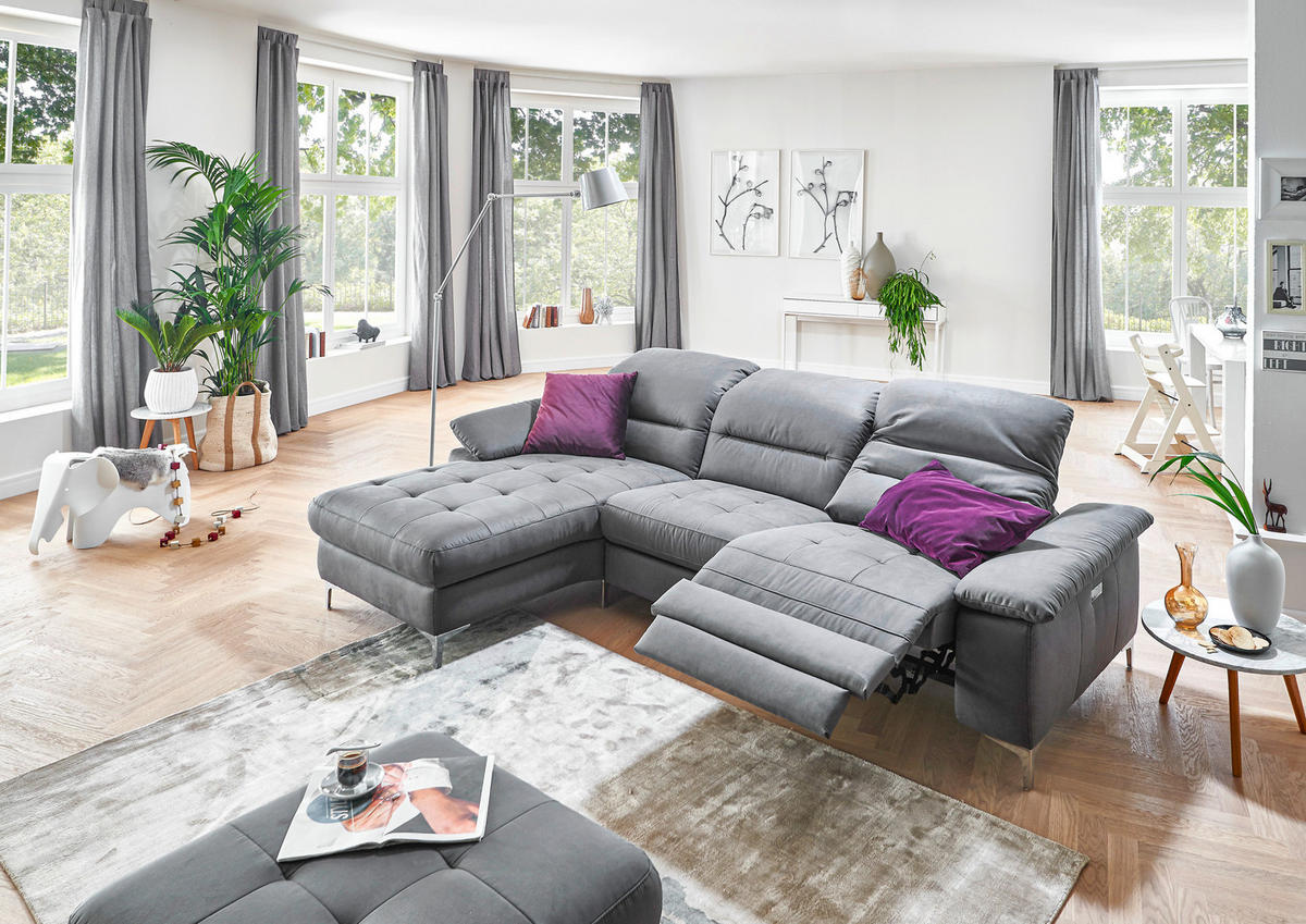 ECKSOFA in Mikrofaser Anthrazit  184/280 cm  - Anthrazit, Design, Textil (184/280cm) - Pure Home Comfort