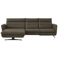 ECKSOFA in Echtleder Graubraun  169/298 cm  - Graubraun/Schwarz, Design, Leder/Metall (169/298cm) - Dieter Knoll