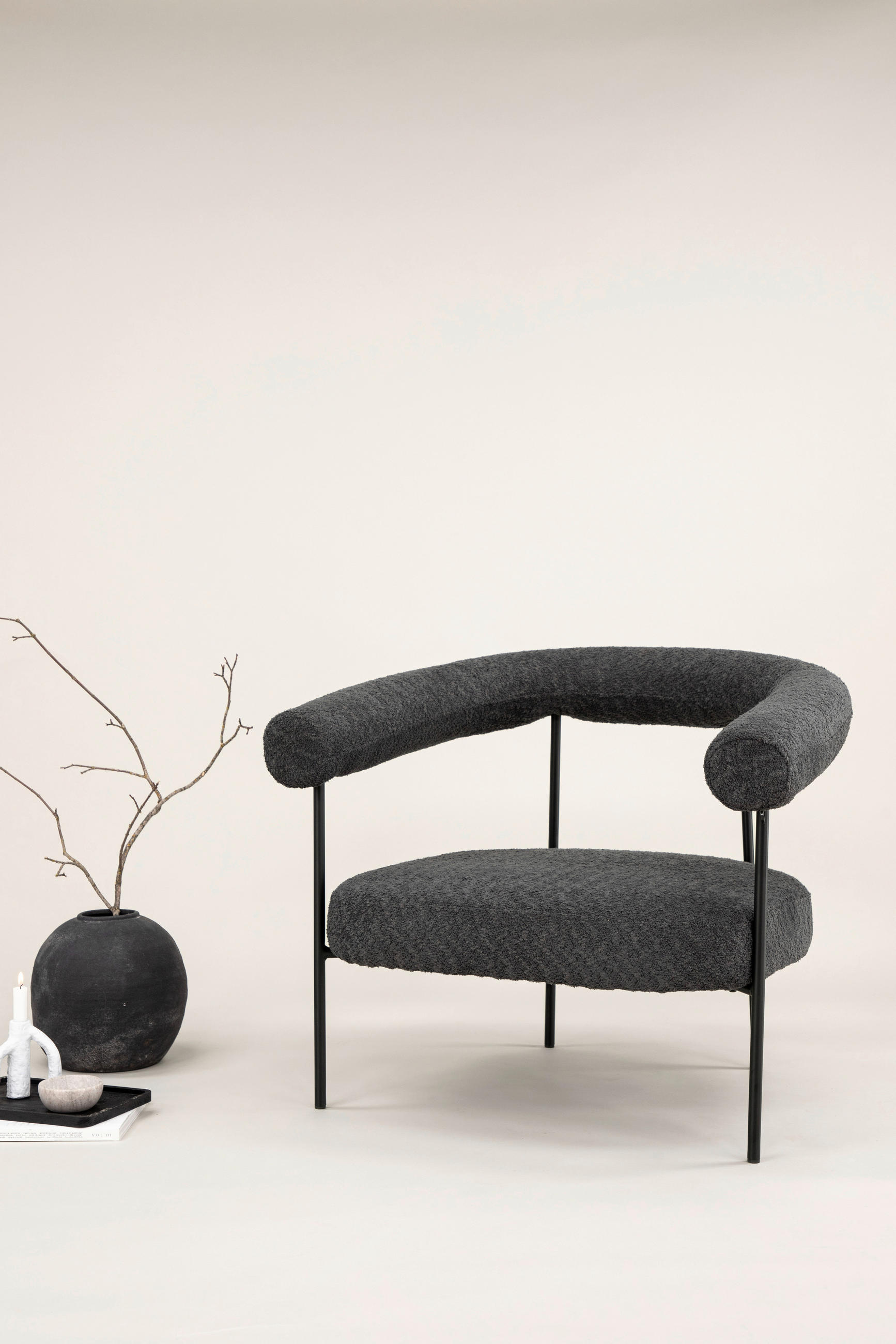 FÅTÖLJ i metall, textil svart, mörkgrå  - mörkgrå/svart, Design, metall/textil (88/75,5/81cm) - Lomoco