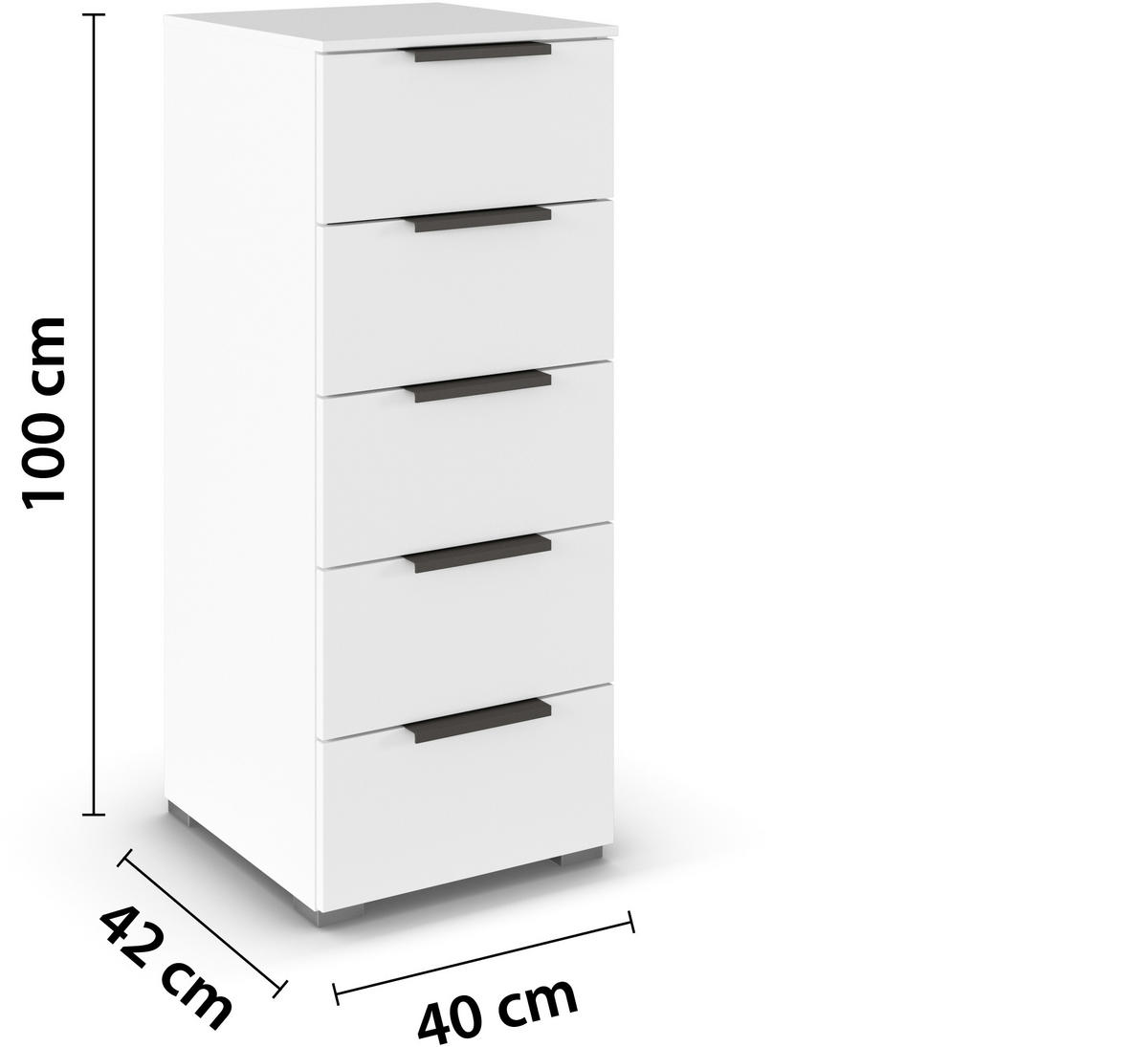 KOMMODE 40/100/42 cm  in Weiss  - Weiss/Graphitfarben, Trend, Holzwerkstoff/Metall (40/100/42cm) - Novel