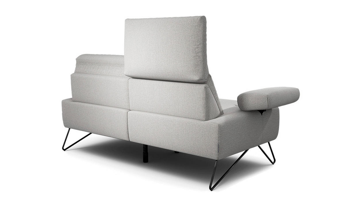 2-SITZER-SOFA Chenille Hellgrau  - Hellgrau/Schwarz, Design, Textil/Metall (164-194/85/86-94cm) - SENSOO