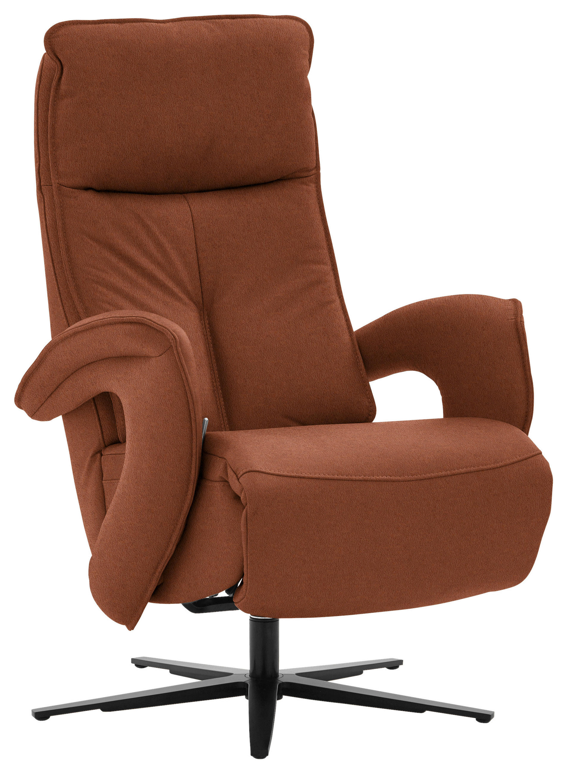 RELAXSESSEL in Leder Cognac  - Cognac/Schwarz, Design, Leder/Metall (77/110/87cm) - Valdera
