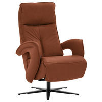 RELAXSESSEL in Leder Cognac  - Cognac/Schwarz, Design, Leder/Metall (77/110/87cm) - Valdera