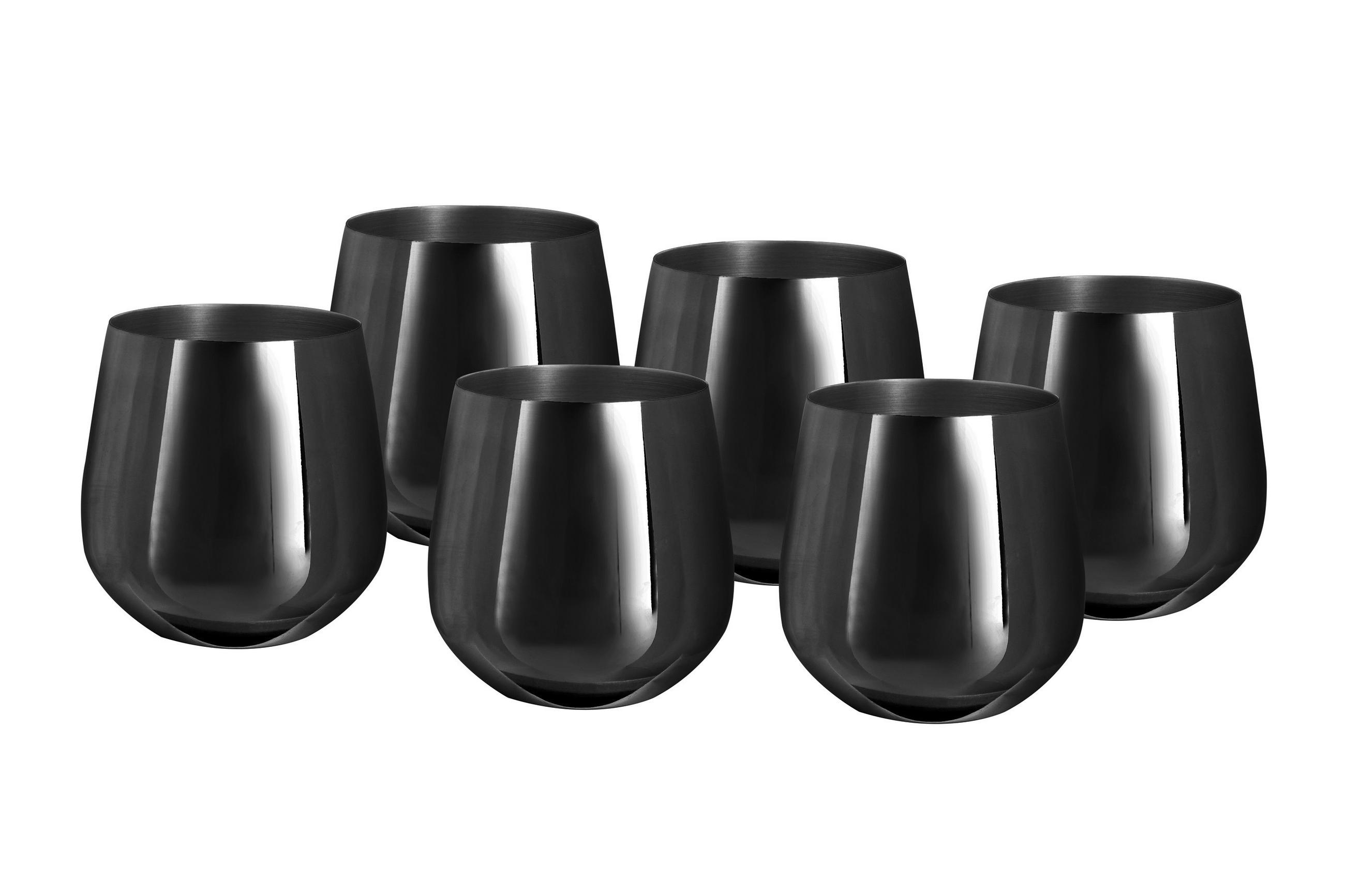 GLÄSERSET 6-teilig - Schwarz, Trend, Metall (9,9cm) - Echtwerk