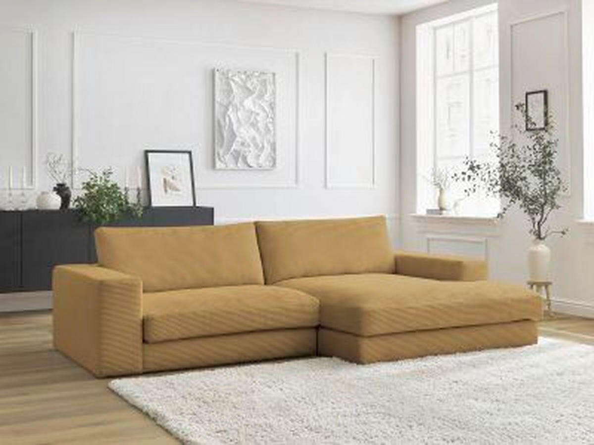ECKSOFA  LEONARD Gelb Cord  - Gelb/Schwarz, MODERN, Kunststoff/Textil (274/159cm)