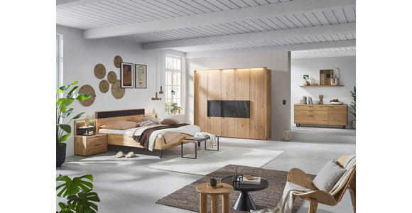 BETT 180/200 cm in Schwarz, Wildeiche - Wildeiche/Schwarz, Design, Holz/Textil (180/200cm) - Valnatura