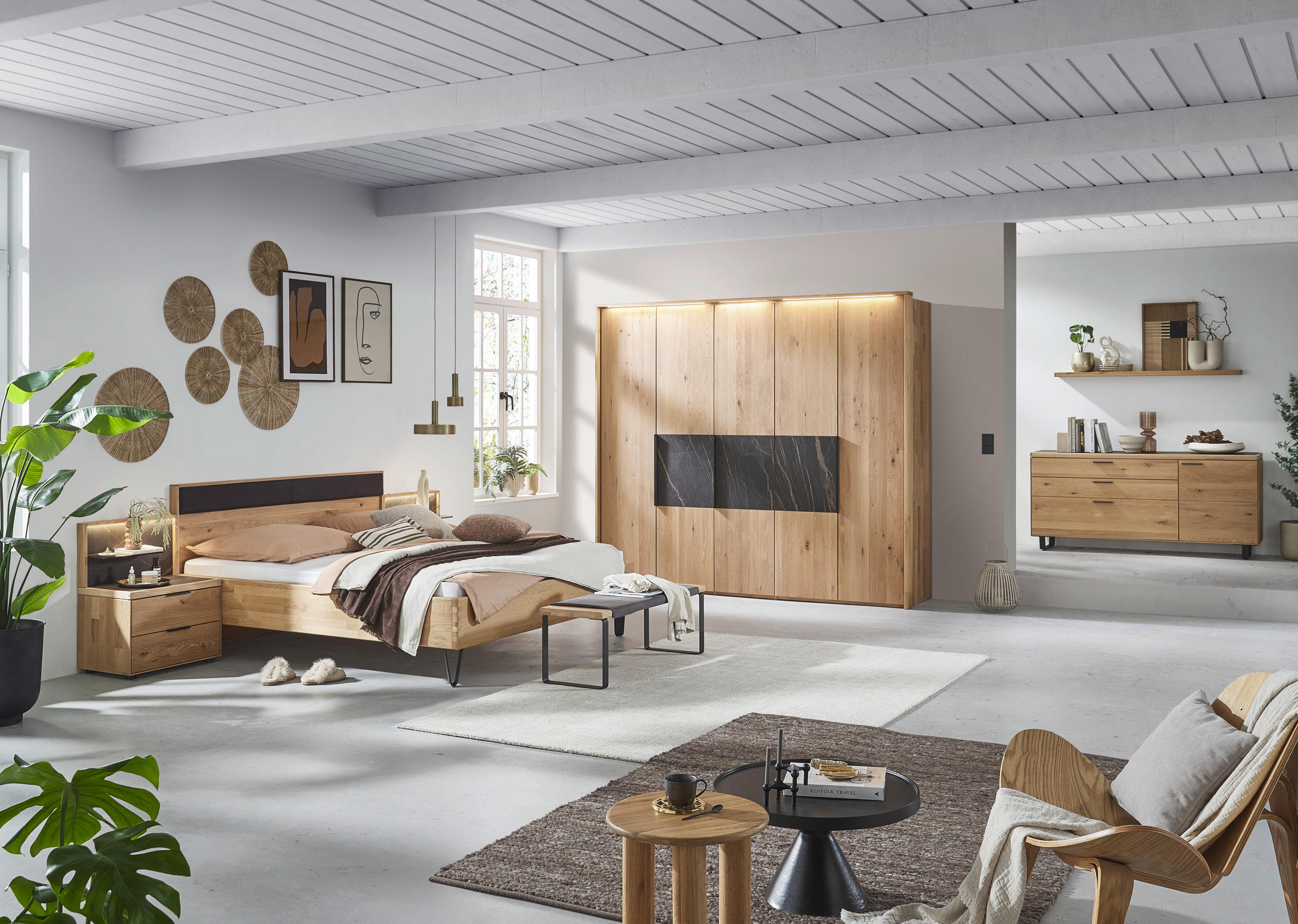BETT 180/200 cm  in Schwarz, Wildeiche  - Wildeiche/Schwarz, Design, Holz/Textil (180/200cm) - Valnatura